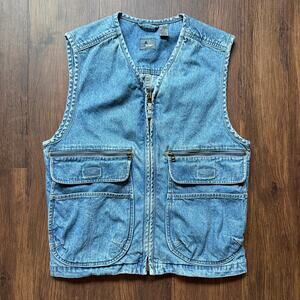 Lizwear Denim Utility Vest Blue Jean Workwear 100% Cotton Women’s Medium